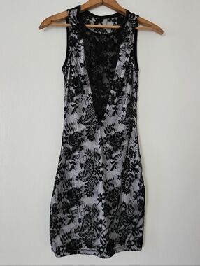 Womens Dress S Black Lace Sheer Whimsigoth Bodycon Mini Witchy Festival Club